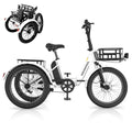 ABORON 3.0 Fat Tire Electric Trike for Senior Foldable E - Bike, 500W Motorized Tricycle Adult 20" Folding 3 Wheel Electric Commute Bike Trike W/48V