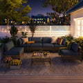 AECOJOY 7-Piece Patio Outdoor Furniture Set, Boho Outdoor Sectional Set, Dark Brown&Dark Grey