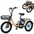 ABORON 3.0 Fat Tire Electric Trike for Senior Foldable E - Bike, 500W Motorized Tricycle Adult 20" Folding 3 Wheel Electric Commute Bike Trike W/48V