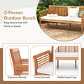 62.5" Outdoor Acacia Wood Bench with Removable Cushion, 3-Person Patio Garden Bench with High Backrest & Armrests, 1200 LBS Capacity for Yard Porch