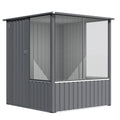 AECOJOY 5x5 FT Storage Shed, Metal Sheds & Outdoor Storage with Lockable Doors and Ventilated Mesh, Utility Garden Tool Shed