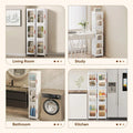 Slim Kitchen Pantry Storage Cabinet with Doors and Shelves, 3 - Tiers Plastic Narrow Storage Organizer Collapsible