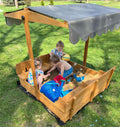 Morgete 47'' Outdoor Sandbox for Kids with Lid and Bench, Wooden Sand Play Toys Center