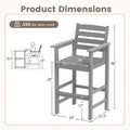 Adirondack Bar Chairs Set of 2/4, 29" HDPE Bar Height Outdoor Stools w/ Backrest & Footrest, All-Weather Backyard Patio High-Top Chairs