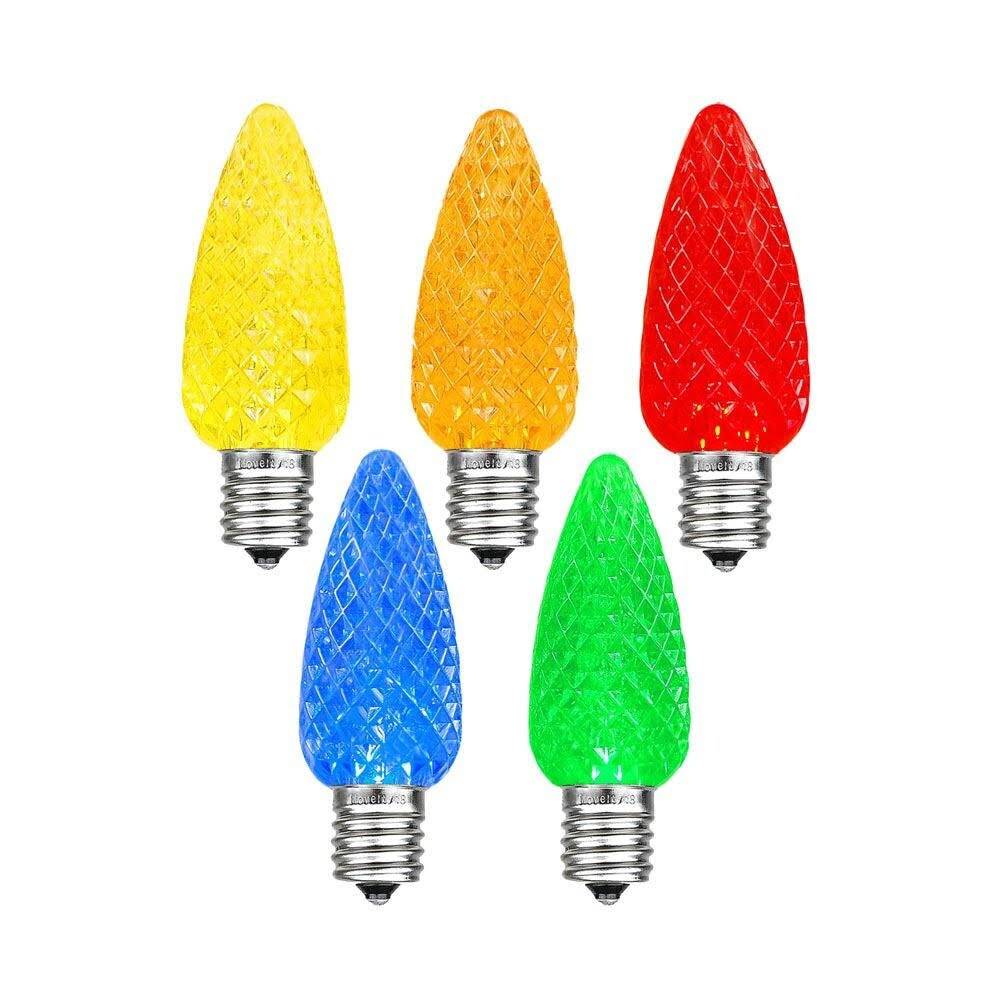 Novelty Lights 25 Pack C9 LED Twinkle Outdoor Christmas Replacement Bulbs, Multi, E17/c9 Base, .5 Watt