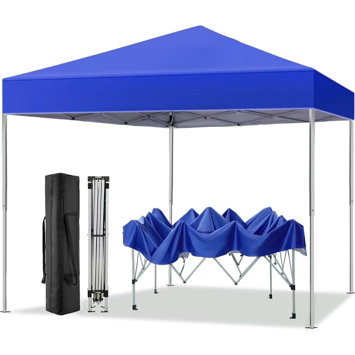 GVDV Canopy Tent, 10x10 Ft Easy Pop up Outdoor Canopy Tent, Portable Straight Leg Gazebo Instant Canopy, Blue