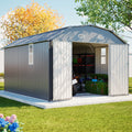 AECOJOY 10x12 FT Large Metal Outdoor Storage Shed with Floor Frame, Heavy-Duty Storage Building with Diamond Roof