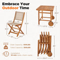 AECOJOY 5 Piece Outdoor Patio Dining Set, Acacia Wood Outdoor Table and Chairs with Wheels