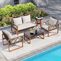 Tangkula 5 Pieces Wicker Patio Conversation Furniture Set