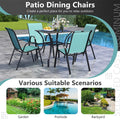 Set of 4 Outdoor Stackable Dining Chairs with Breathable Fabric, All Weather Patio Dining Chairs, 330LBS Heavy Duty Rustproof Steel Frame