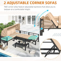 AECOJOY Patio Furniture Set with Retractable Canopy&2 Adjustable Backrests, Outdoor Conversation Set, Beige