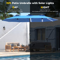 AECOJOY 15ft Patio Double-Sided Umbrella, 156 PCS Solar LED Light Outdoor Large Umbrella, Dark Blue