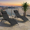 Tangkula Patio Chaise Lounges with 5-Position Backrest-Black