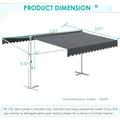 AECOJOY Free Standing Retractable Awning, 13'x10' Dual Side Patio Awnings Outdoor Manual Sun Shade Shelter, Dark Grey
