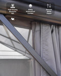 TROPOW Gazebos for Gardens, All Seasons Gazebos, Hardtop Gazebo 10'X13' for All-Weather, Double Polycarbonate Sheets Roof, Aluminum Alloy Frame, Net, and Curtain, Permanent Building for Patio, Gray