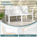 All-Weather Plastic Outdoor Patio Bench, 2-Person Garden Loveseat with Curved Backrest & Slatted Design for Backyard, Poolside, Deck