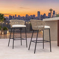 Tangkula Outdoor Bar Stools Set of 2/4 Bar Height Woven Rope Patio Chairs with Cushions and Backrests