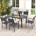 AECOJOY 7-Piece Aluminum Outdoor Dining Set, Patio Table and Stackable Chairs Set for 6