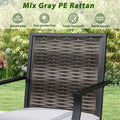 Outdoor PE Wicker Swivel Bar Stools Set of 2, Metal Frame Counter Height Patio Chairs with Back & Cushions for Patio, Garden, Deck