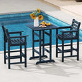 Adirondack Bar Chairs Set of 2/4, 29" HDPE Bar Height Outdoor Stools w/ Backrest & Footrest, All-Weather Backyard Patio High-Top Chairs