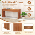 Tangkula Wood Outdoor Garden Bench | 2-Person Patio Backless Bench with Solid Wooden Frame