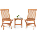 Tangkula 3 Pieces Outdoor Teak Wood Folding Patio Bistro Set