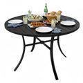 Tangkula 42.5" Round Metal Patio Dining Table for 4 with Umbrella Hole