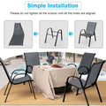 Set of 4 Outdoor Stackable Dining Chairs with Breathable Fabric, All Weather Patio Dining Chairs, 330LBS Heavy Duty Rustproof Steel Frame