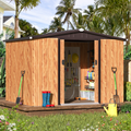 U - MAX 8 x 6 Ft. Wood Grain Outdoor Metal Storage Shed with Lockable Door Patio Garden Storage Building for Outside
