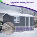 AECOJOY 10x8FT Outdoor Steel Storage Shed with Clear Window, Weather-Resistant Metal Tool Shed, Gray