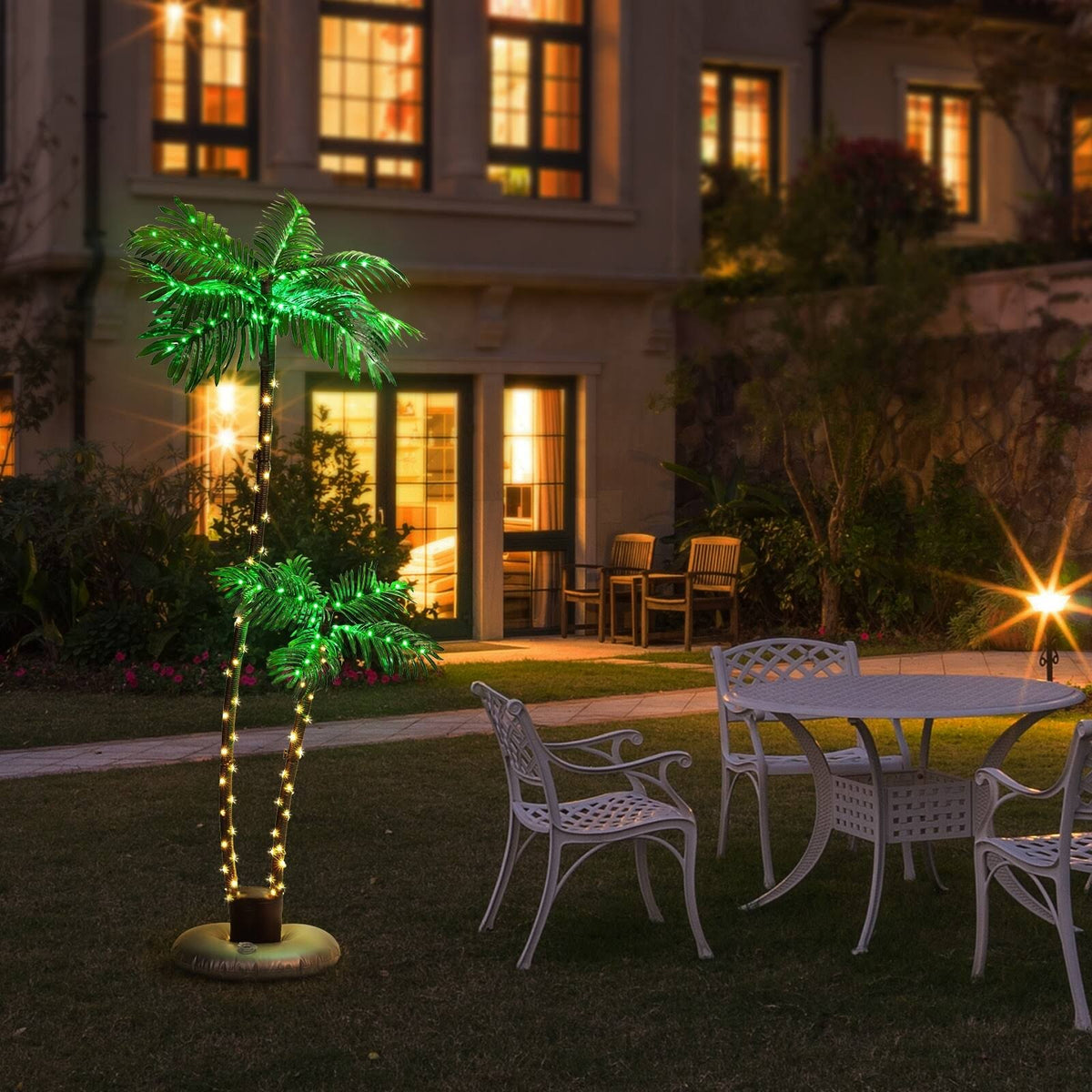 Lighted Palm Tree for Outside Patio Yard Party Pool - 6FT-2-Tree-Solar