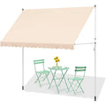 AECOJOY Manual Retractable Awning, 118" Non-Screw Outdoor Patio Awning, Beige