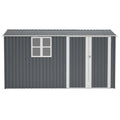 AECOJOY 12x8 Ft Outdoor Storage Shed, XL Heavy-Duty Steel Building with Window