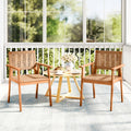 Tangkula Acacia Wood Outdoor Dining Chairs Set of 2/4 PE Rattan Patio Chairs with Backrests and Armrests