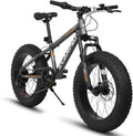 20 in Mountain Bike for 7 - 15 Years Old, 7 Speed Kids Bike with High Carbon Steel Frame, Fat Tire and Dual Disc Brake, Front Suspension Mountain