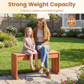 Tangkula Wood Outdoor Garden Bench | 2-Person Patio Backless Bench with Solid Wooden Frame