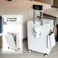 24 in Checked Luggage with Front Pocket, USB Charging Port, Built - in Lock Carry on Suitcase, Cup Holder and Phone Holder, Medium Hardside Suitcase