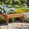 Tangkula Wood Outdoor Garden Bench | 2-Person Patio Backless Bench with Solid Wooden Frame