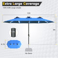 AECOJOY 15ft Patio Double-Sided Umbrella, 156 PCS Solar LED Light Outdoor Large Umbrella, Dark Blue