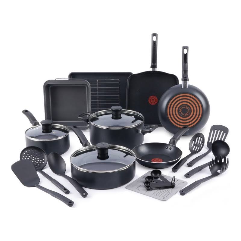 T - Fal Kitchen Solutions 21-Piece Nonstick Cookware Set, Black