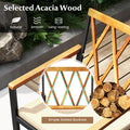 Tangkula 5 Piece Patio Wood Dining Set Outdoor Square Acacia Table Metal Chairs Set