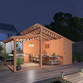AECOJOY 20' × 12.5' Outdoor Wooden Gazebo with Storage Room