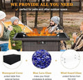 Layinsun 44" Propane Gas Fire Pit Table, 55000 BTU Rectangular Fire Pit with Glass Wind Guard for Outside Patio Deck Garden Backyard