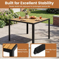 Tangkula 36" Square Acacia Wood Patio Dining Table 1.97" Umbrella Hole and Heavy Duty Metal Frame