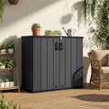 23.5 Cu.ft Outdoor Storage Shed, 175 Gallon All-Weather Resin Patio Deck Box with Floor & Lockable Door, Waterproof Horizontal Garden Tool Shed