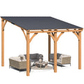 AECOJOY 10' x 10' Outdoor Wooden Gazebo, Patio Lean to Hardtop Pergolas and Gazebos