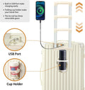 20 in Carry on Luggage with Cup Holder & USB Port, Airline Approved TSA - Locked Luggage, Lightweight PC Material Travel Suitcase