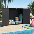 23.5 Cu.ft Outdoor Storage Shed, 175 Gallon All-Weather Resin Patio Deck Box with Floor & Lockable Door, Waterproof Horizontal Garden Tool Shed