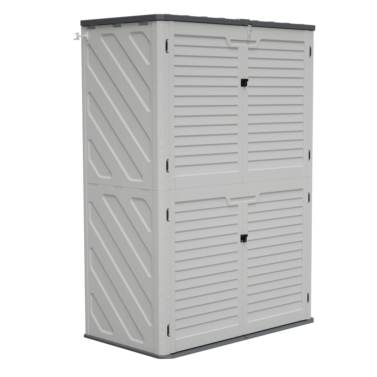 AECOJOY 61.6 Cu.ft Outdoor Resin Storage Shed with Easy Lift Hinges, Weatherproof Tall Unit with 4 Doors