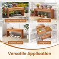 Tangkula Wood Outdoor Garden Bench | 2-Person Patio Backless Bench with Solid Wooden Frame
